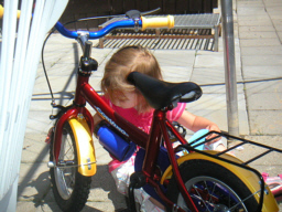 Amber inspecteert de nieuwe fiets